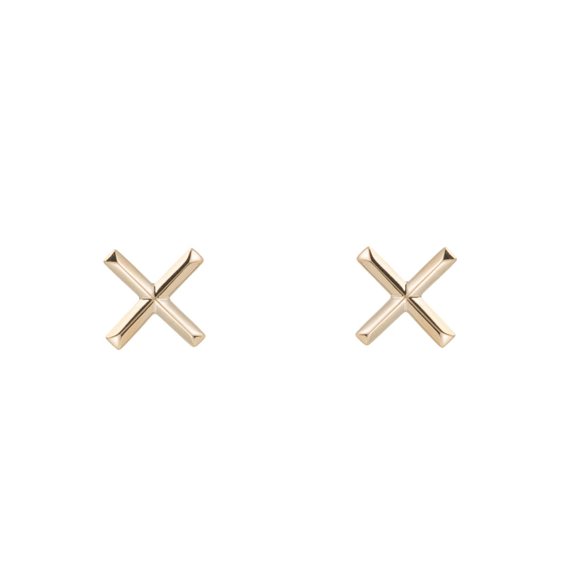 Solid Gold X Earrings, 14k-Earrings-Ashley Schenkein Jewelry Design