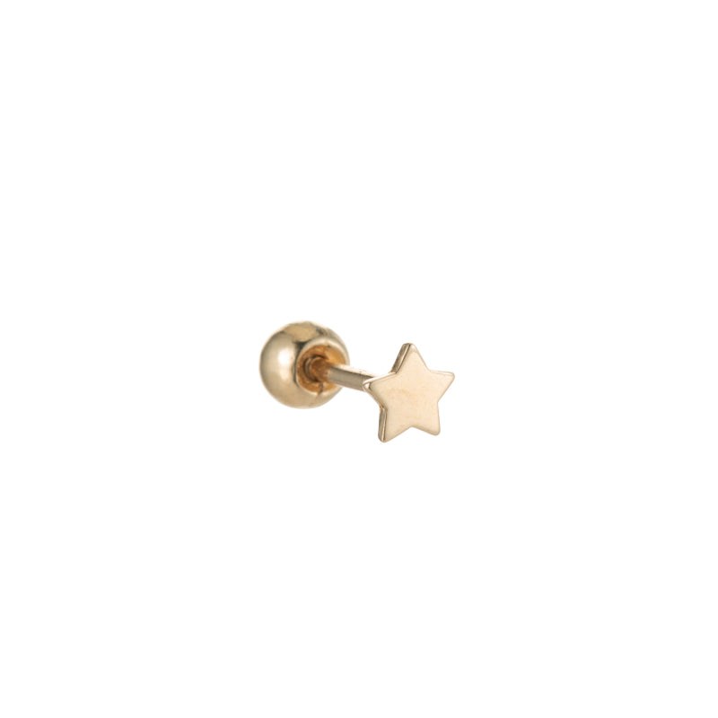 Solid Gold Star Stud Single Earring, 14k-Earrings-Ashley Schenkein Jewelry Design