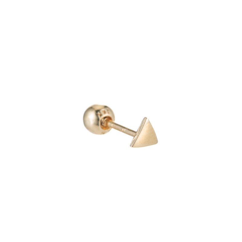 Solid Gold Triangle Stud Single Earring, 14k-Earrings-Ashley Schenkein Jewelry Design