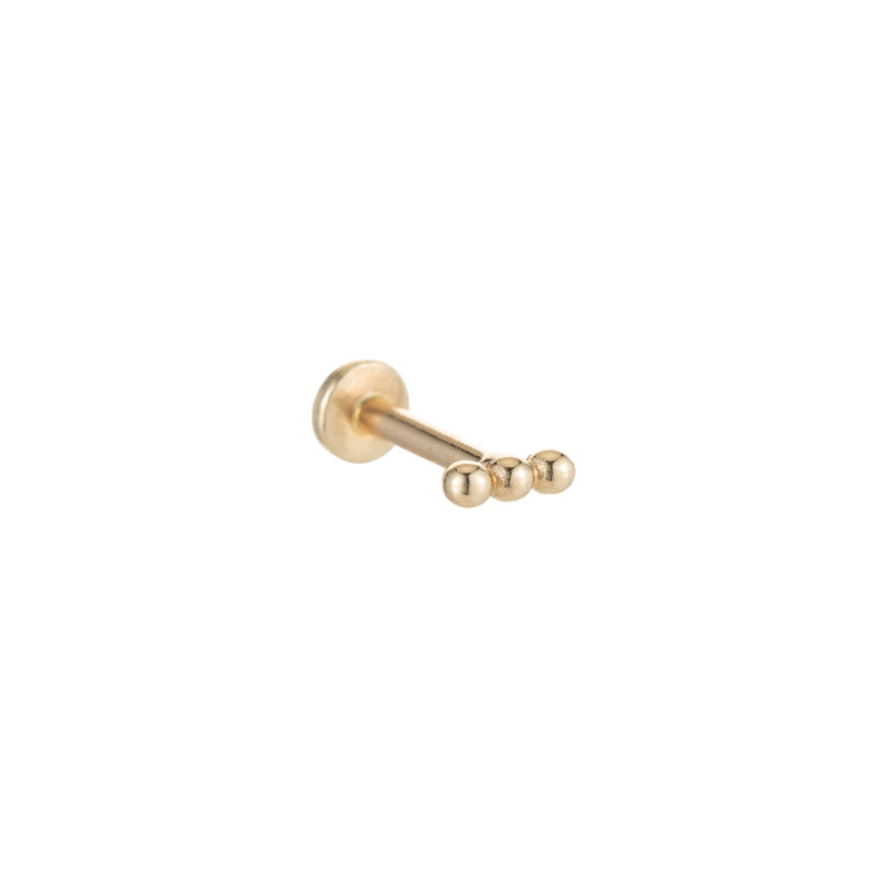Solid Gold Triple Ball Stud Single Earring, 14k-Earrings-Ashley Schenkein Jewelry Design