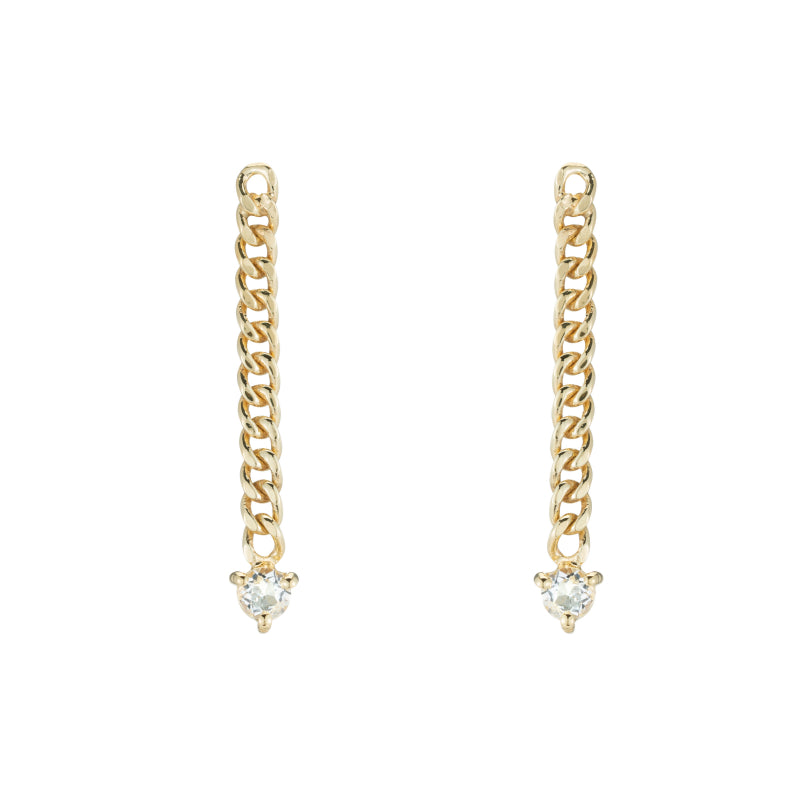 Seattle Curb Chain Gemstone Drop Earrings-Earrings-Ashley Schenkein Jewelry Design
