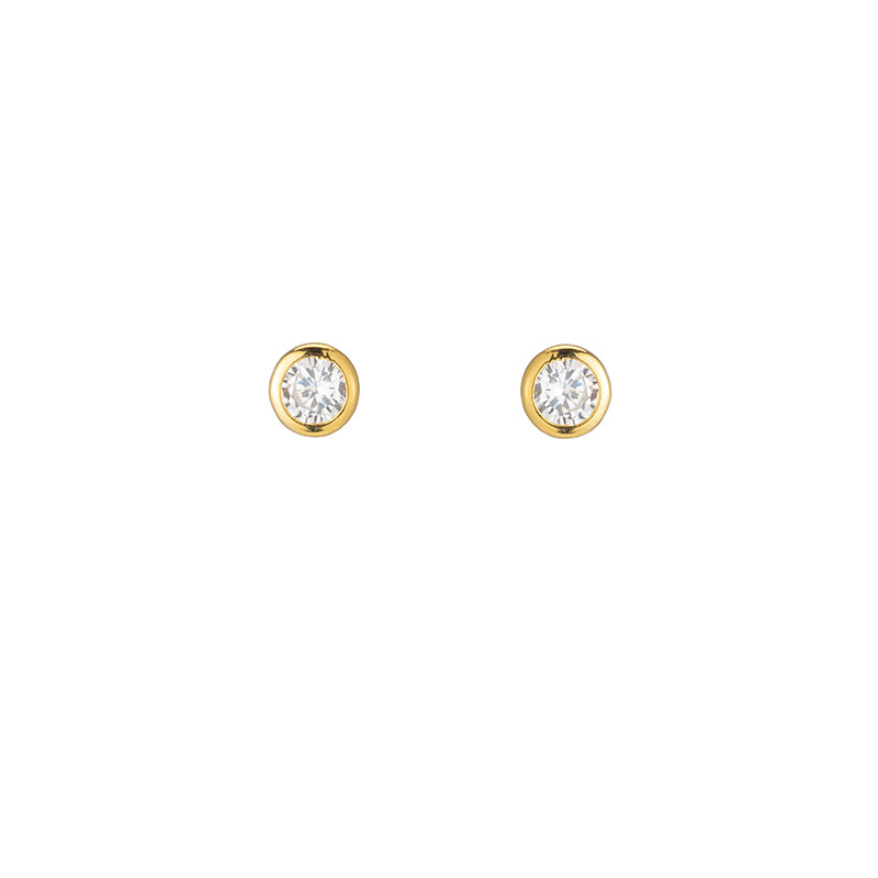 Melrose Bezel CZ Stud Earrings-Earrings-Ashley Schenkein Jewelry Design