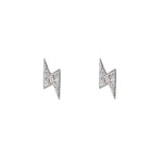 CZ Pavé Lightning Bolt Stud Earrings-Earrings-Ashley Schenkein Jewelry Design