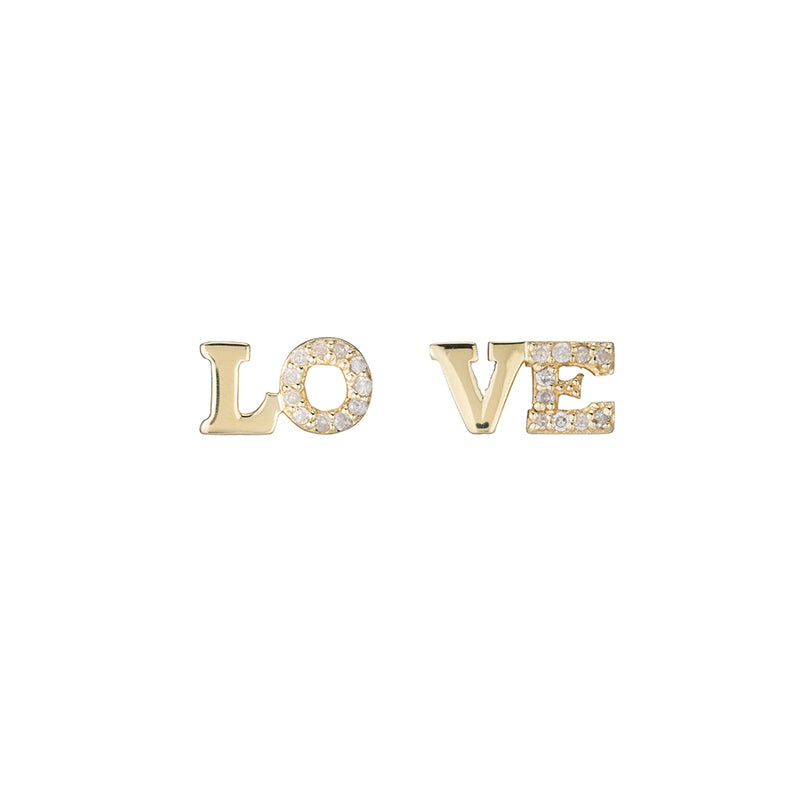 LOVE Pavé Diamond Stud Earrings-Earrings-Ashley Schenkein Jewelry Design