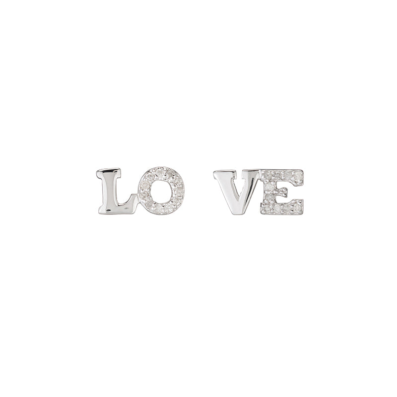 LOVE Pavé Diamond Stud Earrings-Earrings-Ashley Schenkein Jewelry Design