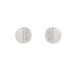 Diamond Disc Half Pavé Earrings-Earrings-Ashley Schenkein Jewelry Design