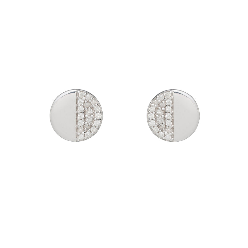 Diamond Disc Half Pavé Earrings-Earrings-Ashley Schenkein Jewelry Design