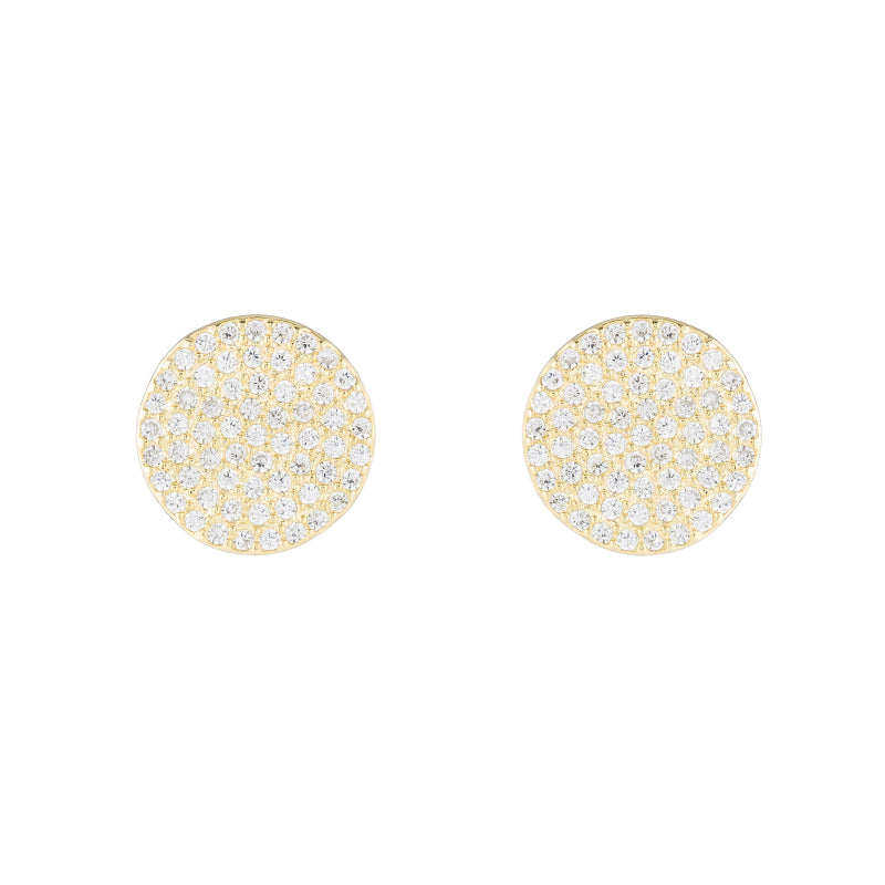 Melrose Pavé Disc Earrings-Earrings-Ashley Schenkein Jewelry Design