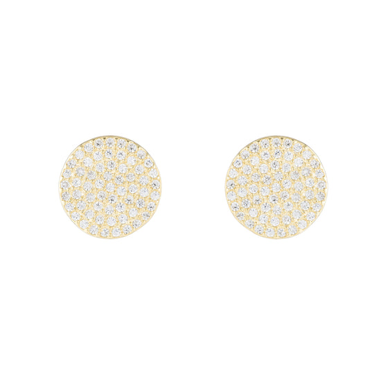 Melrose Pavé Disc Earrings-Earrings-Ashley Schenkein Jewelry Design