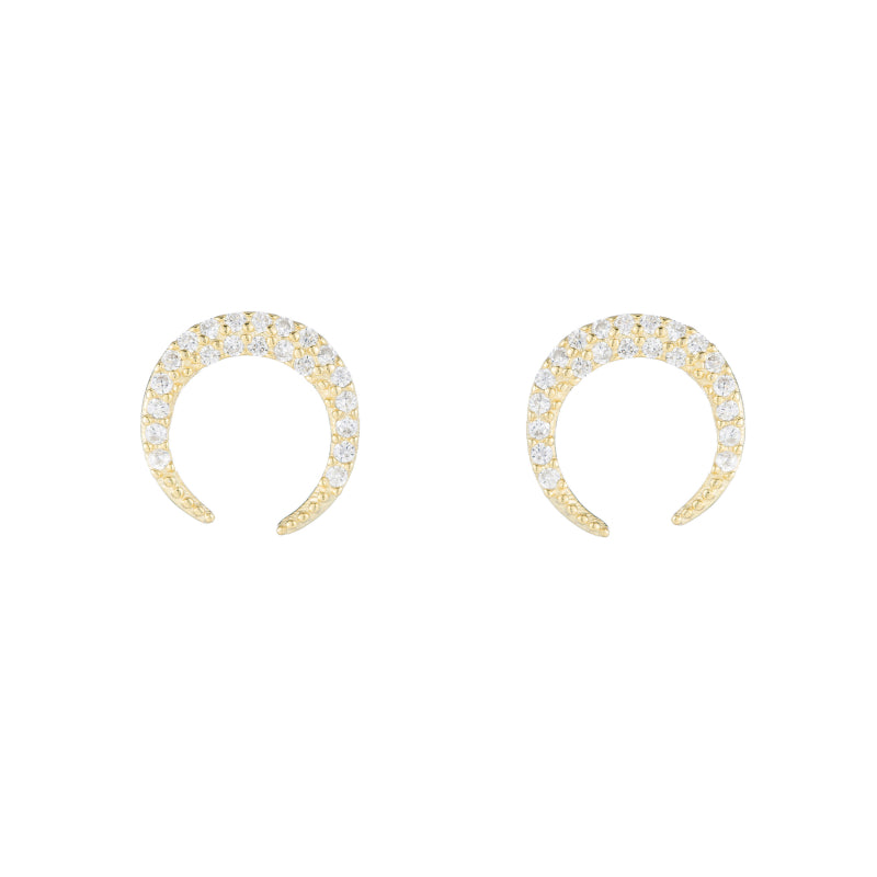 Melrose Pavé CZ Crescent Earrings-Earrings-Ashley Schenkein Jewelry Design