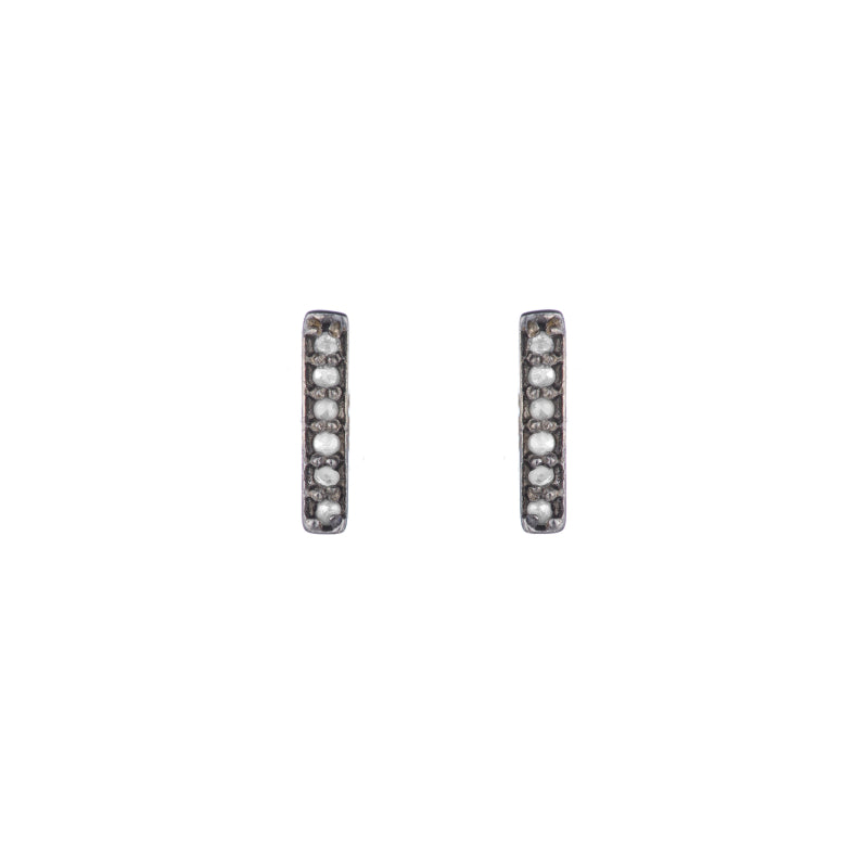 Brooklyn Pavé Diamond Small Bar Earrings-Earrings-Ashley Schenkein Jewelry Design