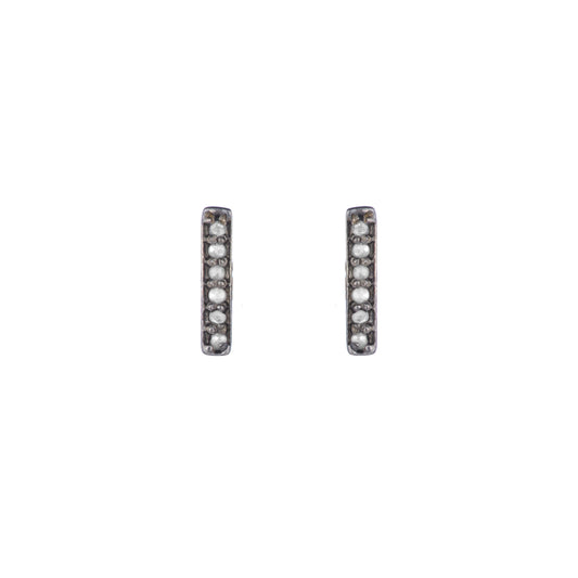 Brooklyn Pavé Diamond Small Bar Earrings-Earrings-Ashley Schenkein Jewelry Design