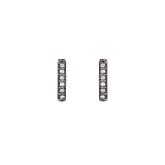 Brooklyn Pavé Diamond Small Bar Earrings-Earrings-Ashley Schenkein Jewelry Design