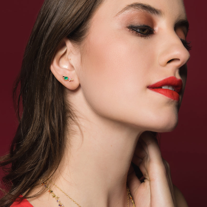 Gemstone Ear Crawlers-Earrings-Ashley Schenkein Jewelry Design