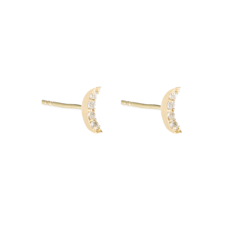 Greece Pavé Crescent Moon Earrings-Earrings-Ashley Schenkein Jewelry Design