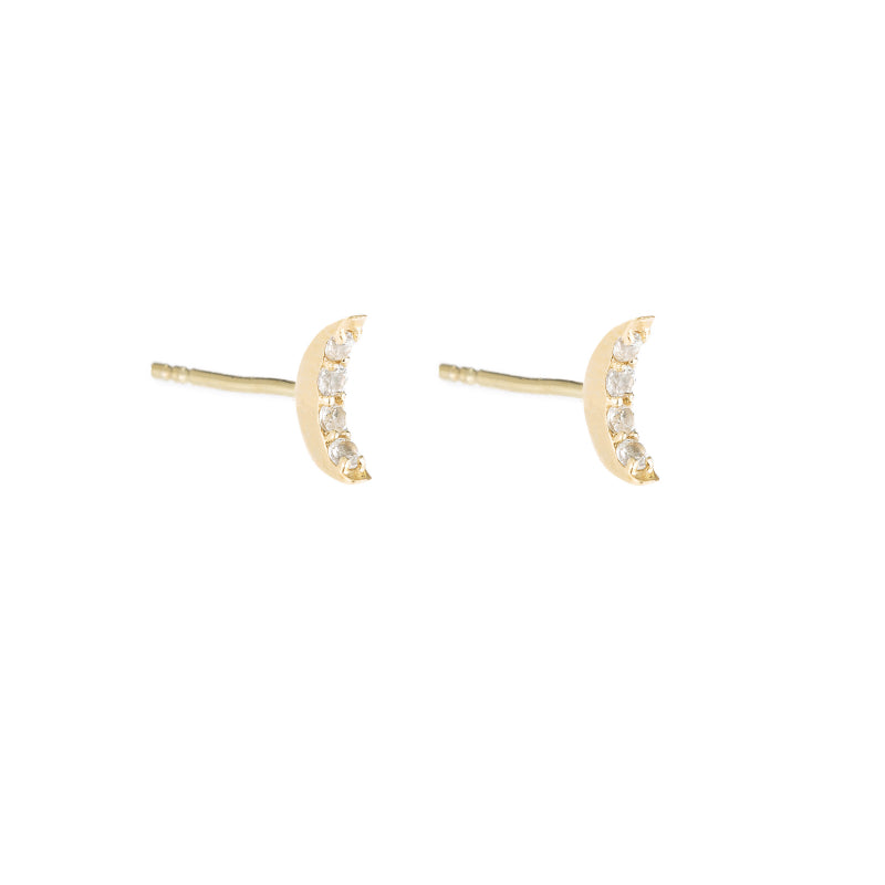 Greece Pavé Crescent Moon Earrings-Earrings-Ashley Schenkein Jewelry Design