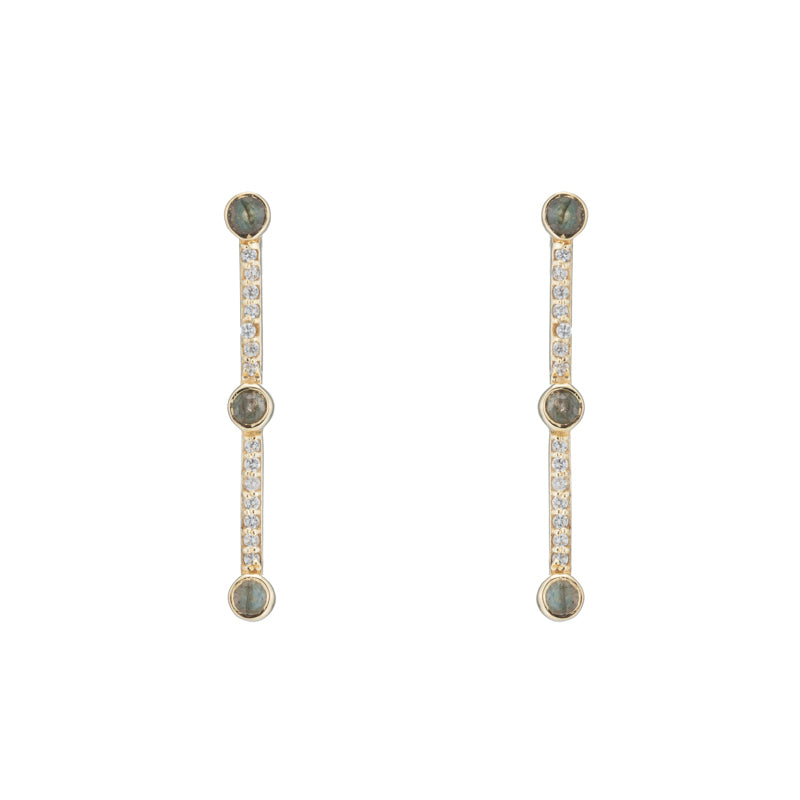 Montreal Pavé Bar and Gemstone Earrings-Earrings-Ashley Schenkein Jewelry Design