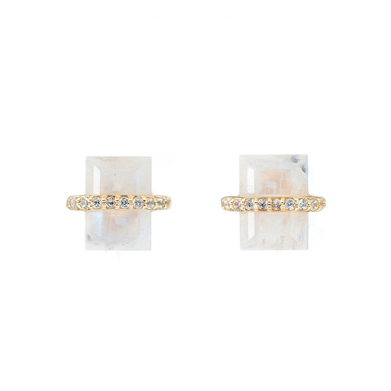 Montreal Cushion and Pavé Band Earrings-Earrings-Ashley Schenkein Jewelry Design