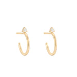 Solid Gold Diamond Stud Hoop Earrings, 14ky-Earrings-Ashley Schenkein Jewelry Design