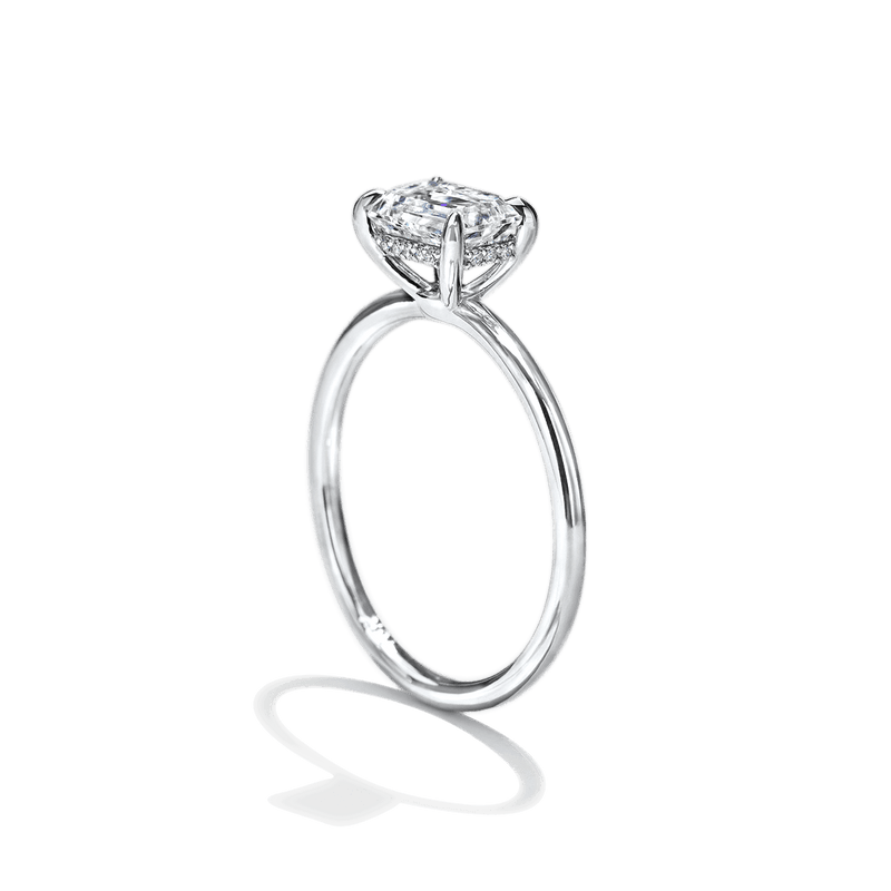 Solitaire East-West Pavé Hidden Halo Engagment Ring Setting-engagement ring-Ashley Schenkein Jewelry Design