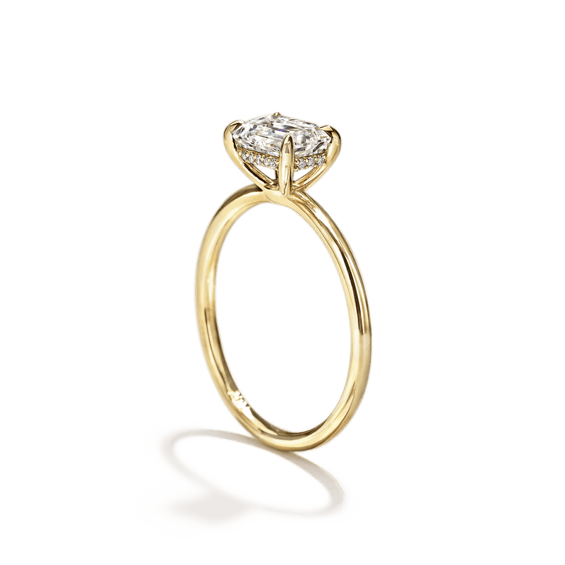 Solitaire East-West Pavé Hidden Halo Engagment Ring Setting-engagement ring-Ashley Schenkein Jewelry Design
