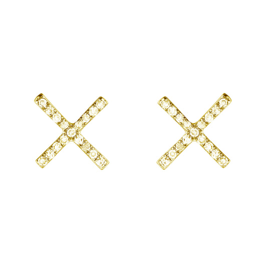 Diamond Pavé X Earrings-Earrings-Ashley Schenkein Jewelry Design