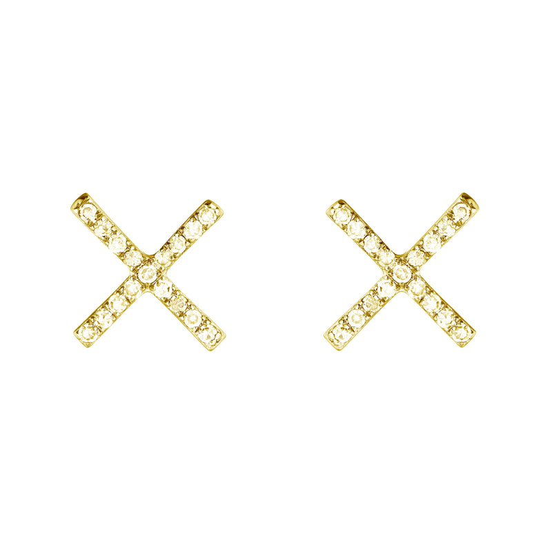 Diamond Pavé X Earrings-Earrings-Ashley Schenkein Jewelry Design