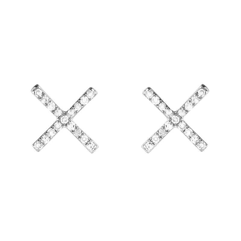 Diamond Pavé X Earrings-Earrings-Ashley Schenkein Jewelry Design