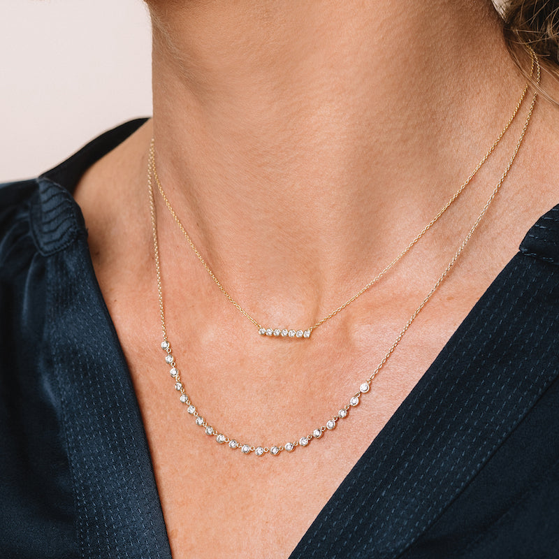 Diamond Bezel Bar Necklace, 14ky (7 stones) – Ashley Schenkein Jewelry  Design