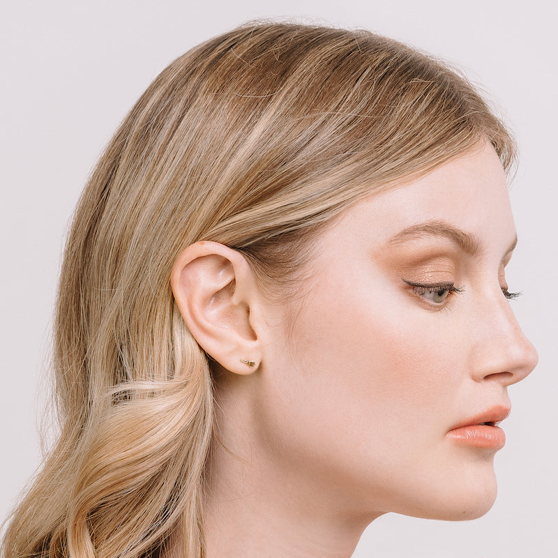 Solid Gold Tiny Key Stud Single Earring, 14k-Earrings-Ashley Schenkein Jewelry Design