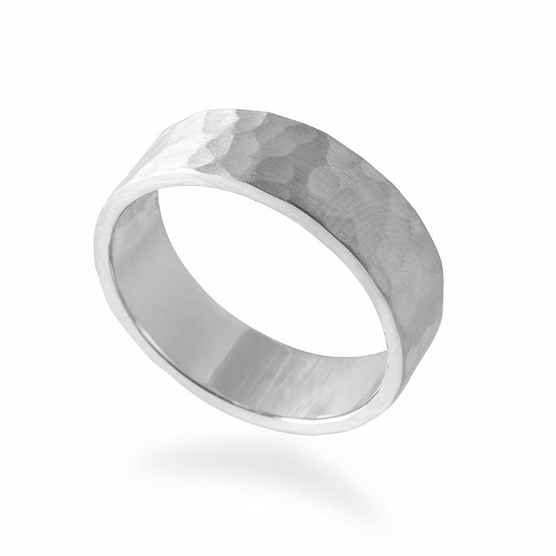 Men's Hammered Square Edge Wedding Band-Wedding Band-Ashley Schenkein Jewelry Design