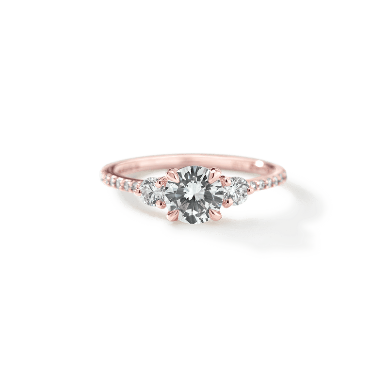 Three Stone Diamond Pavé Engagement Ring-engagement ring-Ashley Schenkein Jewelry Design