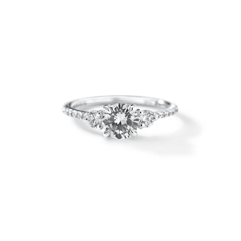 Three Stone Diamond Pavé Engagement Ring-engagement ring-Ashley Schenkein Jewelry Design