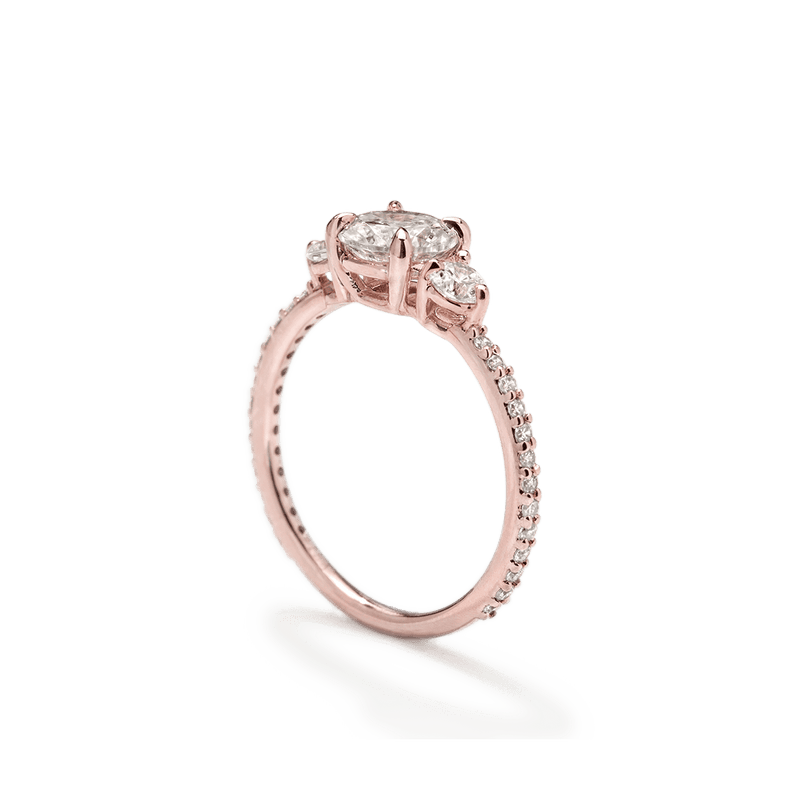 Three Stone Diamond Pavé Engagement Ring-engagement ring-Ashley Schenkein Jewelry Design