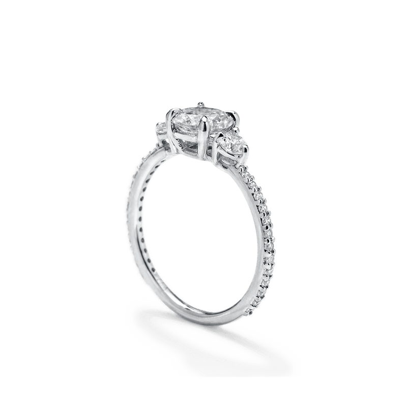 Three Stone Diamond Pavé Engagement Ring-engagement ring-Ashley Schenkein Jewelry Design