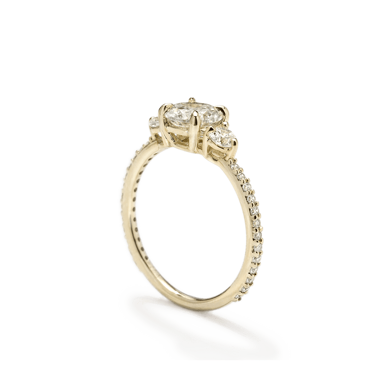 Three Stone Diamond Pavé Engagement Ring-engagement ring-Ashley Schenkein Jewelry Design