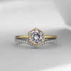 Round Brilliant Diamond Hexagon Engagement Ring Setting-engagement ring-Ashley Schenkein Jewelry Design