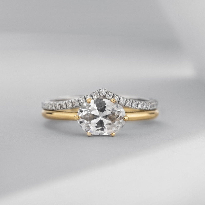 Solitaire East-West Pavé Hidden Halo Engagment Ring Setting-engagement ring-Ashley Schenkein Jewelry Design