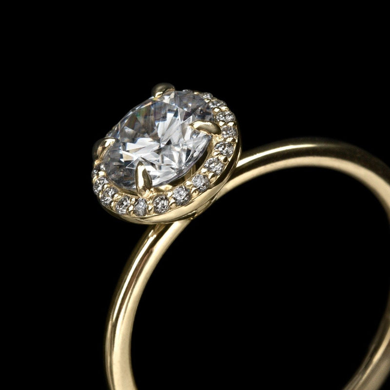 Pavé Diamond Halo Engagment Ring Setting-engagement ring-Ashley Schenkein Jewelry Design