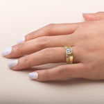 Round Brilliant Diamond Hexagon Engagement Ring Setting-engagement ring-Ashley Schenkein Jewelry Design