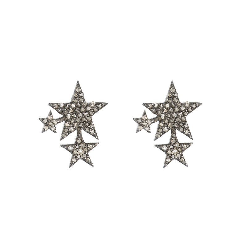 Diamond Pavé Triple Star Studs-Earrings-Ashley Schenkein Jewelry Design