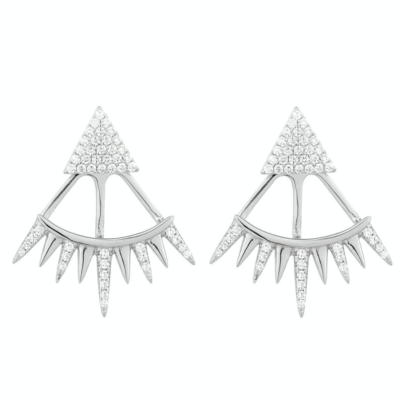 CZ Triangle Spike Ear Jackets-Earrings-Ashley Schenkein Jewelry Design