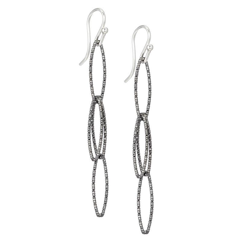 Diamond-Cut Oval Dangle Earrings-Earrings-Ashley Schenkein Jewelry Design