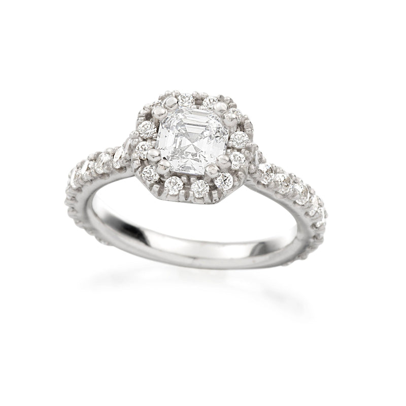 Asscher Halo Engagement Ring Setting-Engagement Ring-Ashley Schenkein Jewelry Design