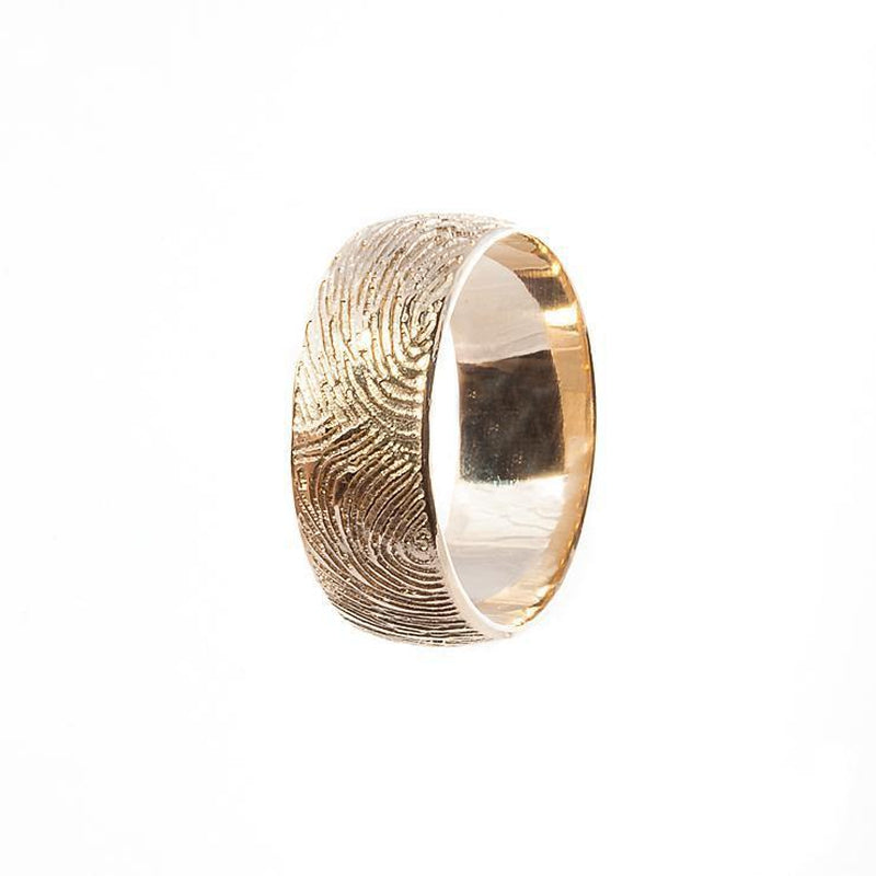 Mens White Gold Wedding Ring|Fingerprint