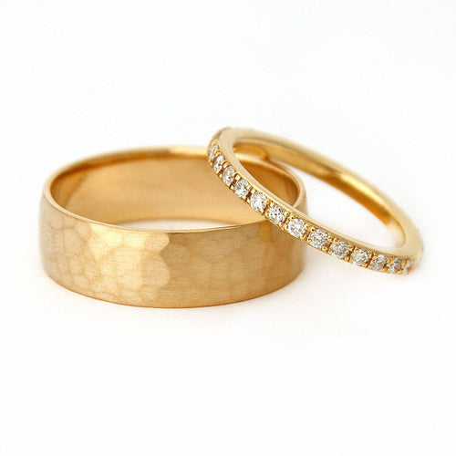 Men's Hammered Wedding Band-Wedding Band-Ashley Schenkein Jewelry Design