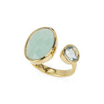 Double Bezel Gemstone Adjustable Ring-Rings-Ashley Schenkein Jewelry Design