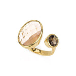 Double Bezel Gemstone Adjustable Ring-Rings-Ashley Schenkein Jewelry Design