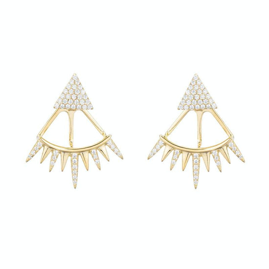 CZ Triangle Spike Ear Jackets-Earrings-Ashley Schenkein Jewelry Design