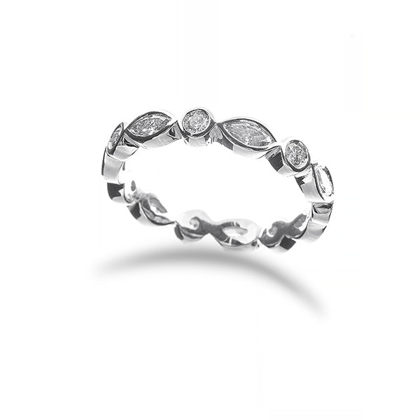 Marquise and Round Diamond Eternity Wedding Band-Wedding Band-Ashley Schenkein Jewelry Design